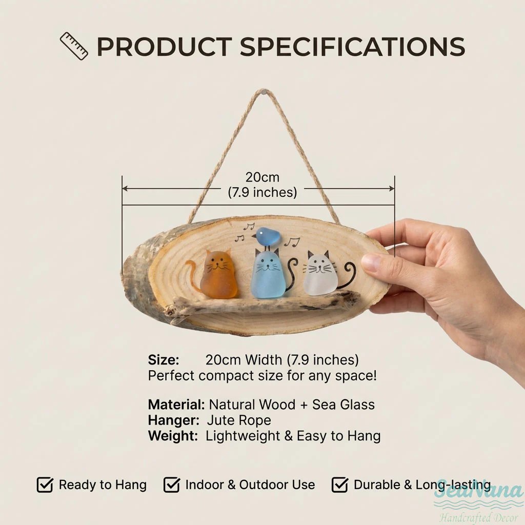 üòª Super Cute Sea Glass Cat Wall Hanging üíï‚ú®üêæ