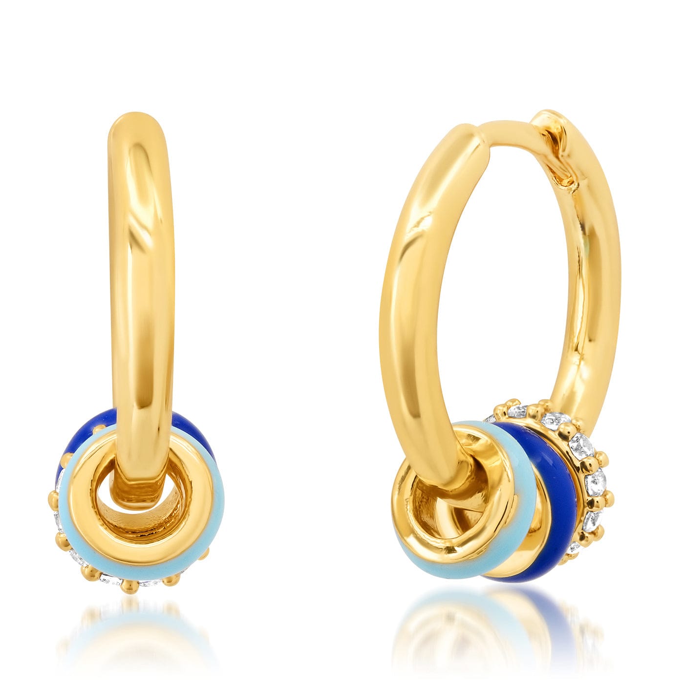 Multi-Enamel Charm Huggie Earrings