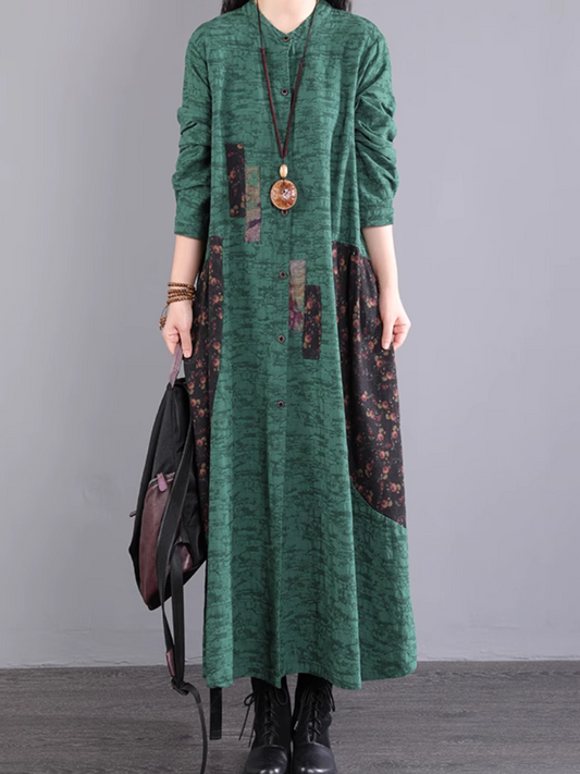 Women's Elegant Everyday Wear Cotton Crew Neck A-Line Dress