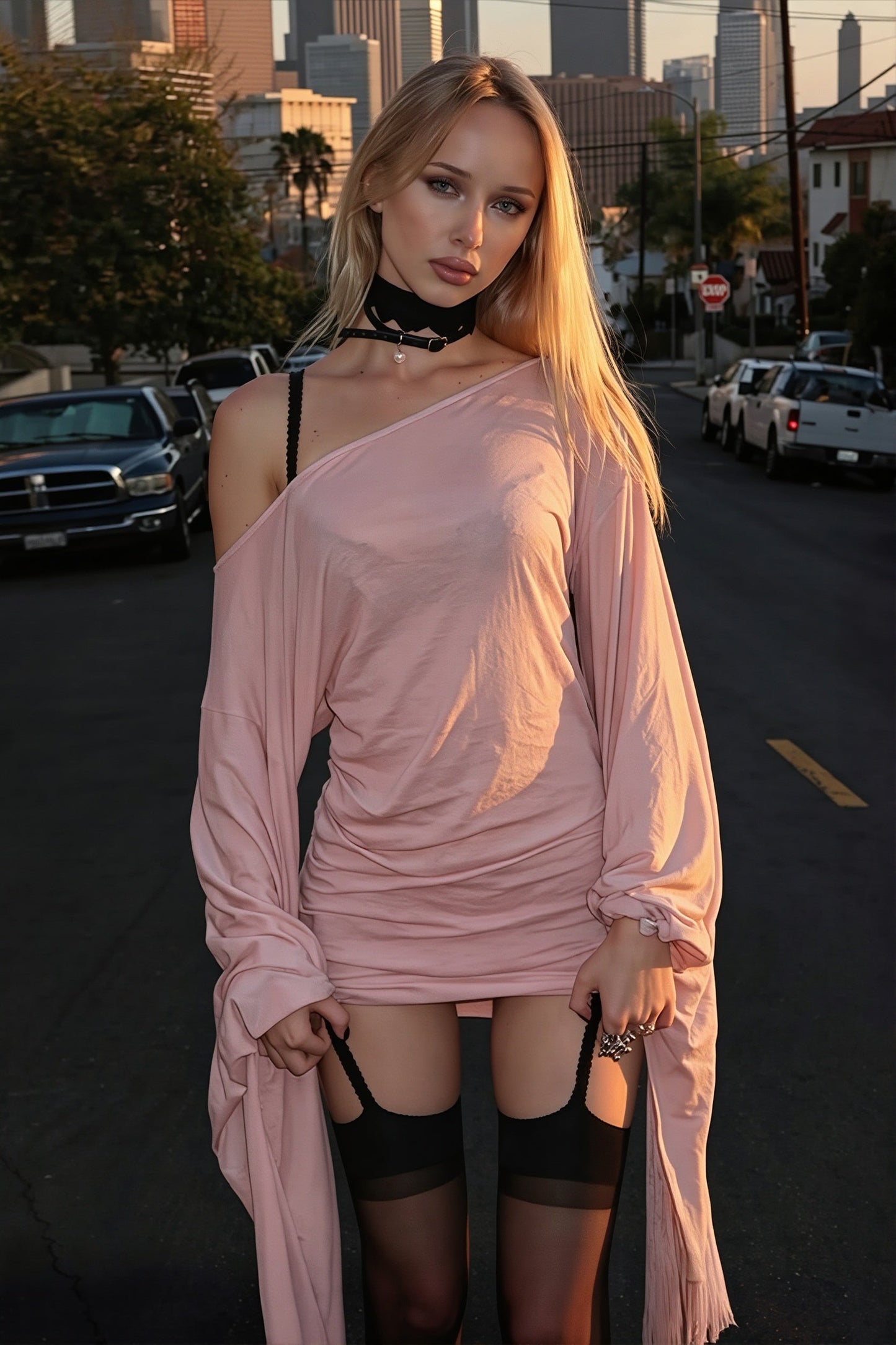 Flare Sleeve Tassel Patchwork Asym Neck Mini Dress