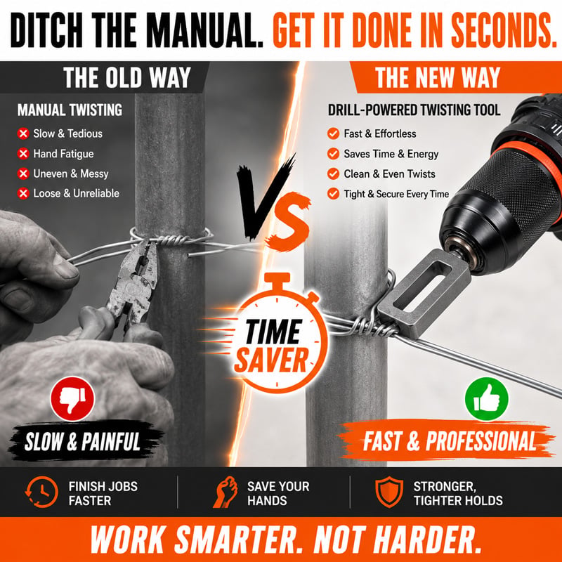 üß∞Steel Wire Twisting Tool for Drill - Fast Tightening & Auto Trimming Wire Twist Attachment