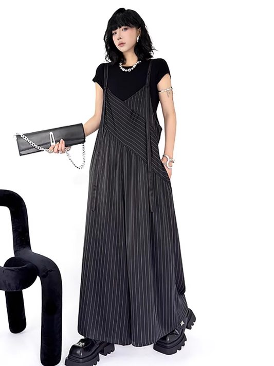Elegant Striped Loose Overalls for Women | Eva Trends