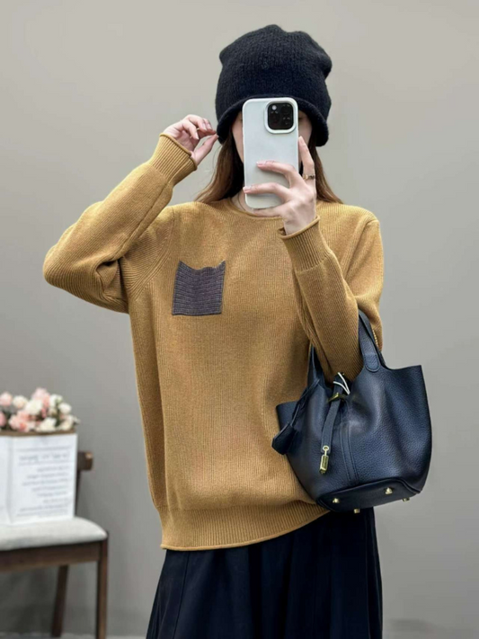 Women's Modern & Trendy Crew Neck Floral Color Sweater
