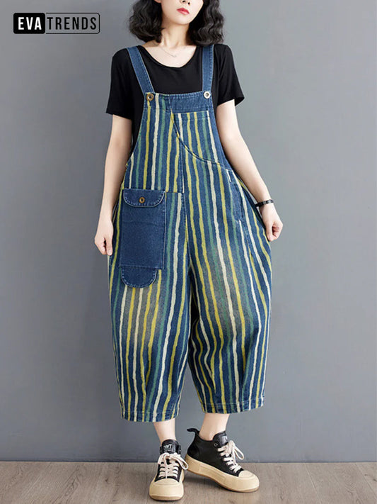 Women's Printed Summer Dungarees Relaxed Fit Overalls