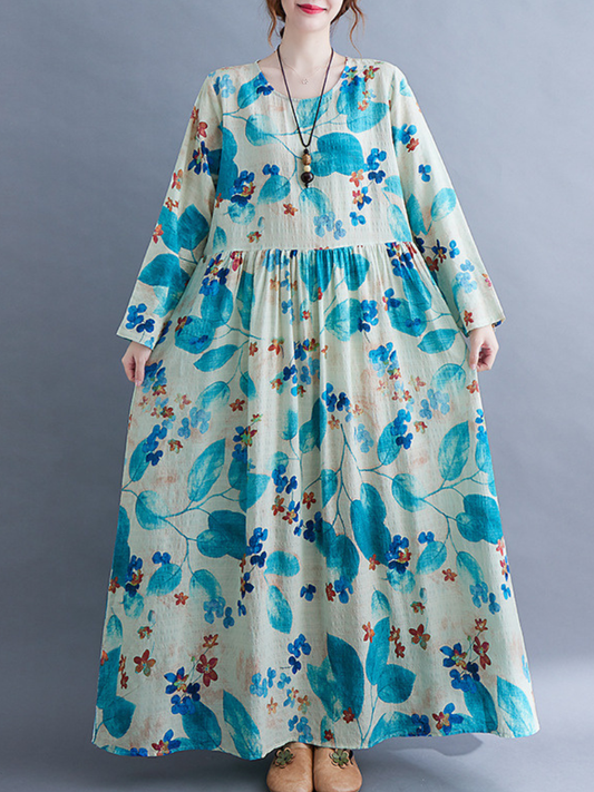 Sunlit Strolls Maxi Dress — Flowy Cotton-Linen, Effortlessly Flattering Everyday Elegance