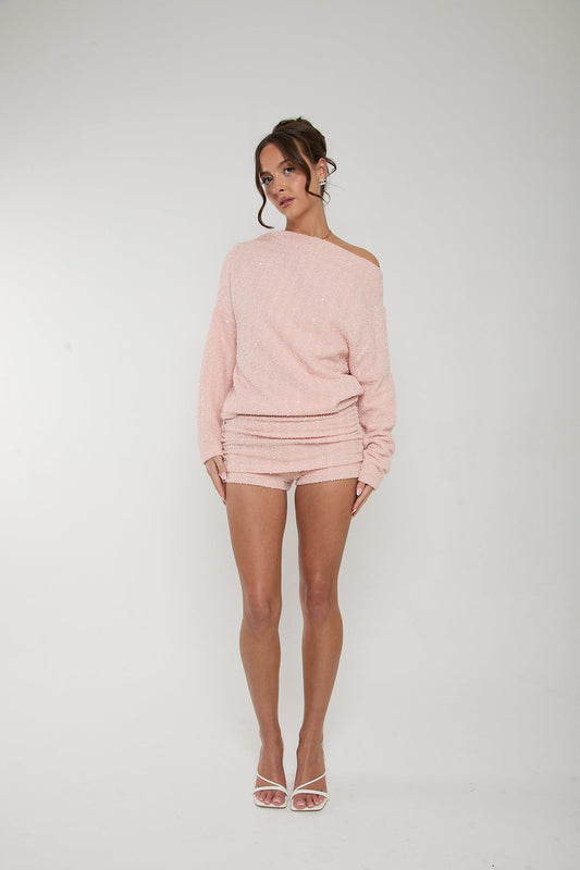Lily Mini Ruched Shorts | Baby Pink