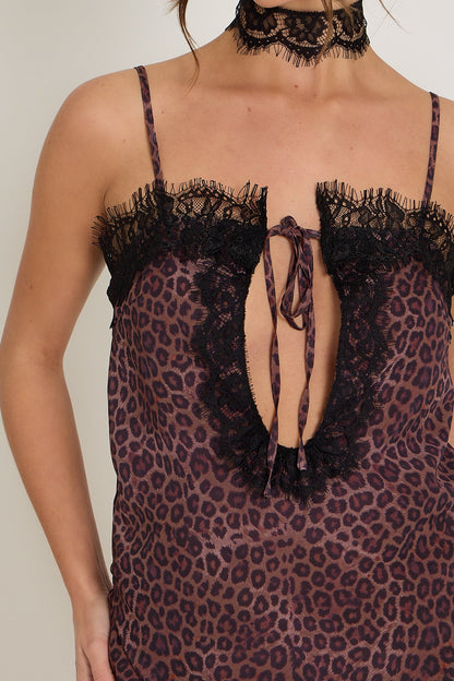 Gigi Lace Top & Choker | Leopard