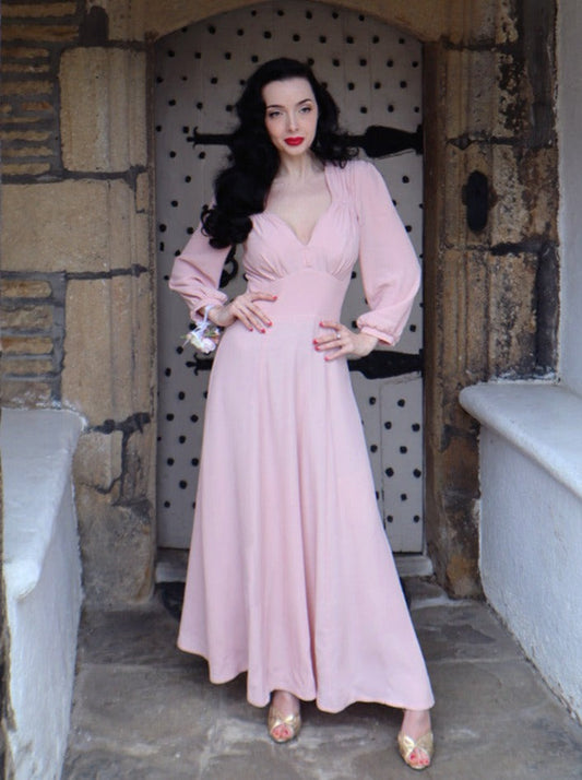 1940s 'Marian' Midi Dress - Blush Pink