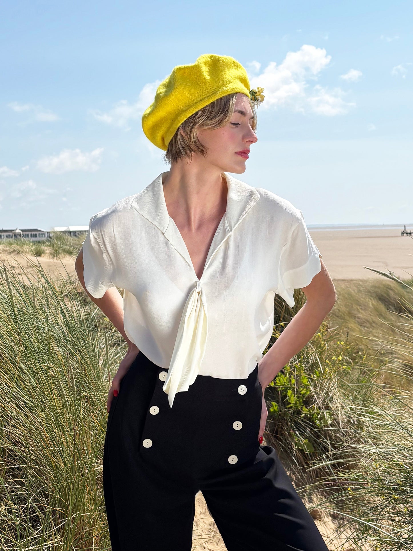 1930s Sailor Blouse - Ivory Crepe