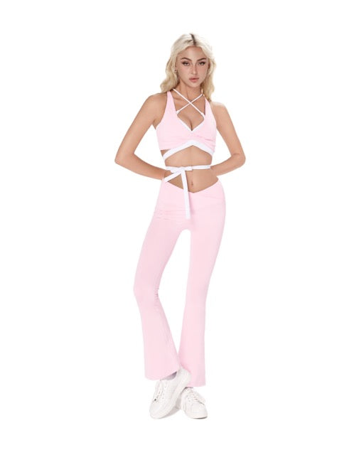 Zoe Petite Scrunch Flare Leggings - Pink