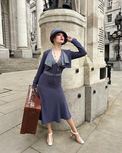 1930s Connie Dress and Crop Jacket - Steel and Check