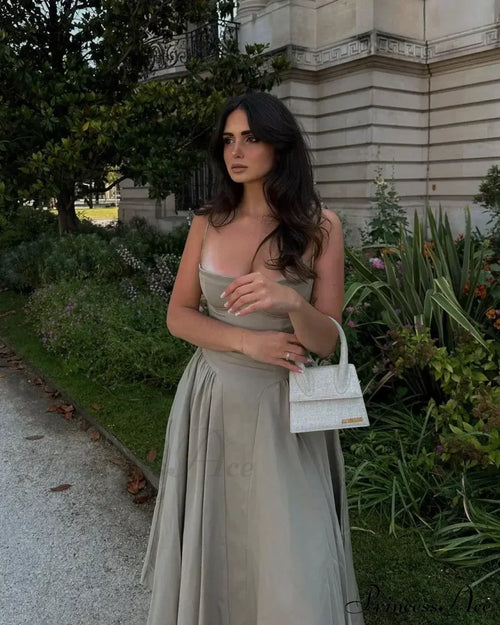 Pleated Corset Slip Midi Dress