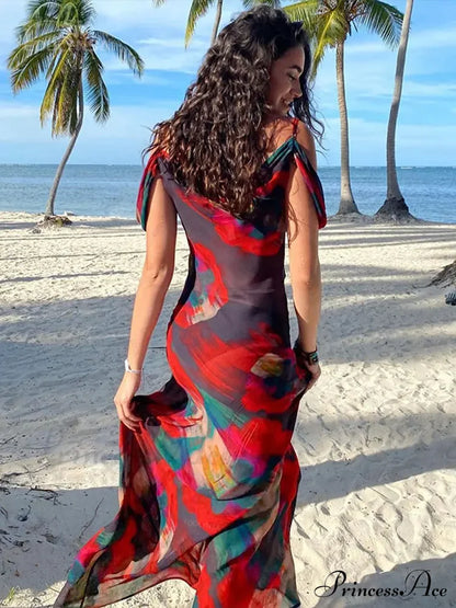 Cut Out Backless Split Maxi Dress