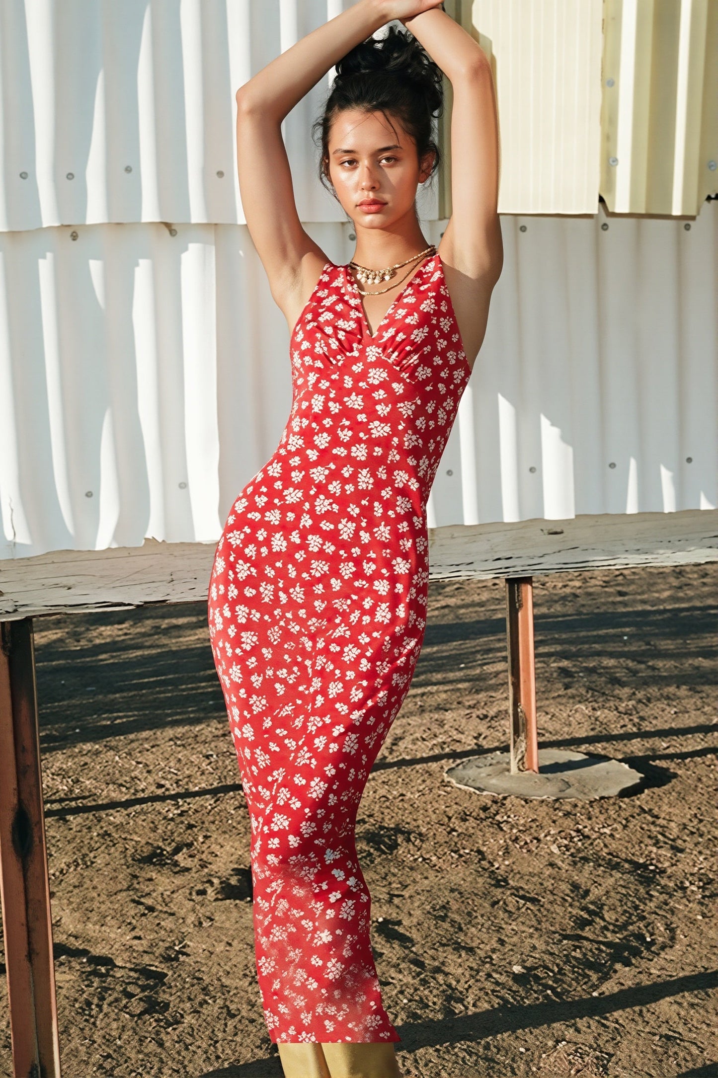 Deep V Floral Vacation Tank Maxi Dress
