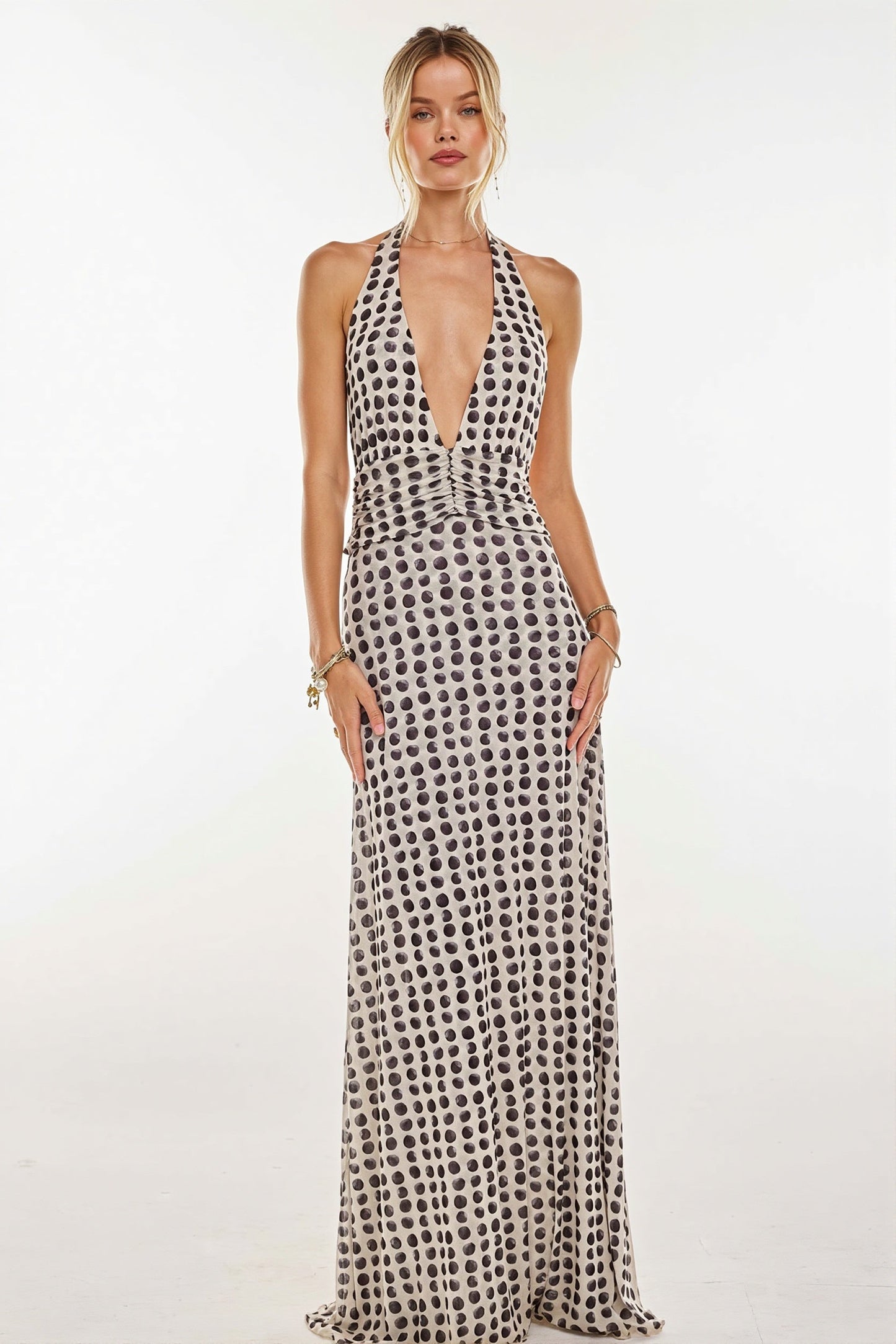 Halter Backless Printed Slim Maxi Dress