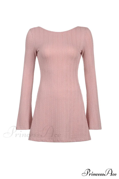 Flares Sleeve Backless Cable Knit Dress