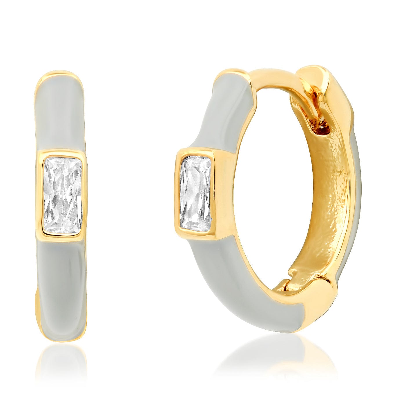 Enamel Huggie with CZ Baguette