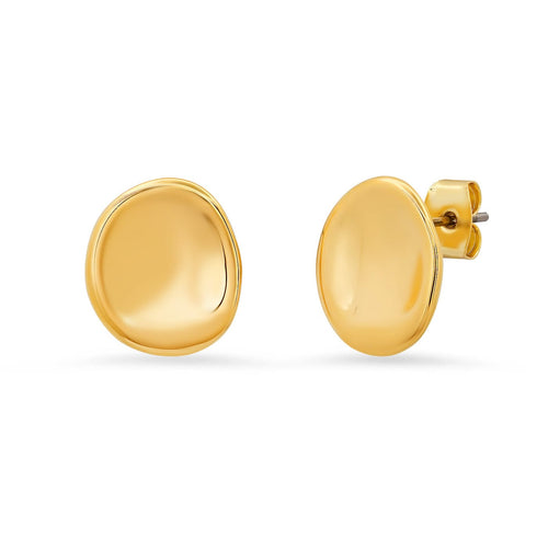 Hammered Gold Button Earrings