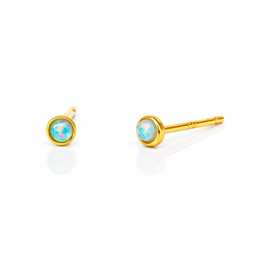 Mini Bezel Set Opal Studs