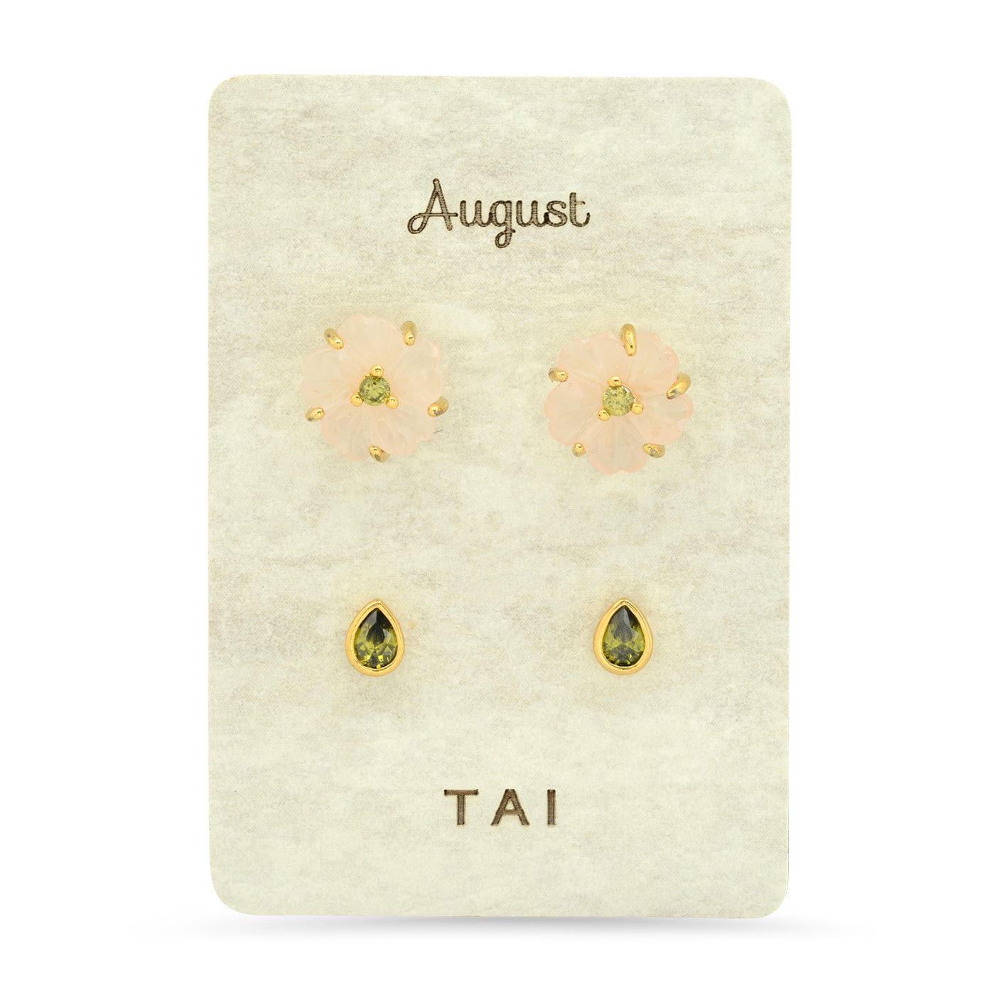 Rose Quartz Birthstone Earring Set