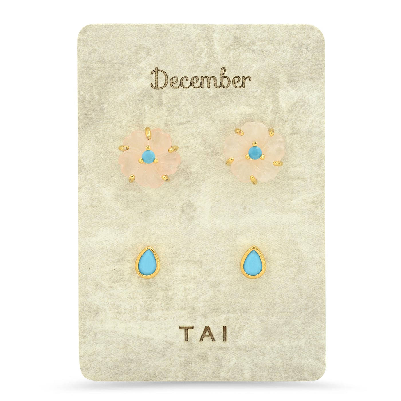 Rose Quartz Birthstone Earring Set