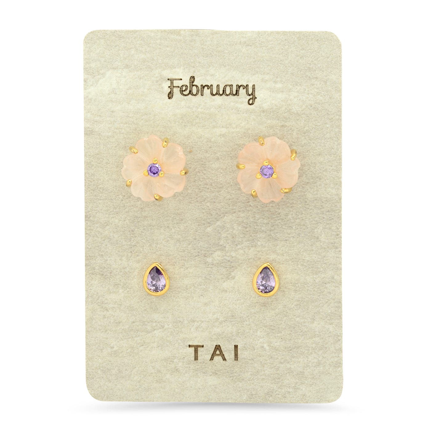 Rose Quartz Birthstone Earring Set