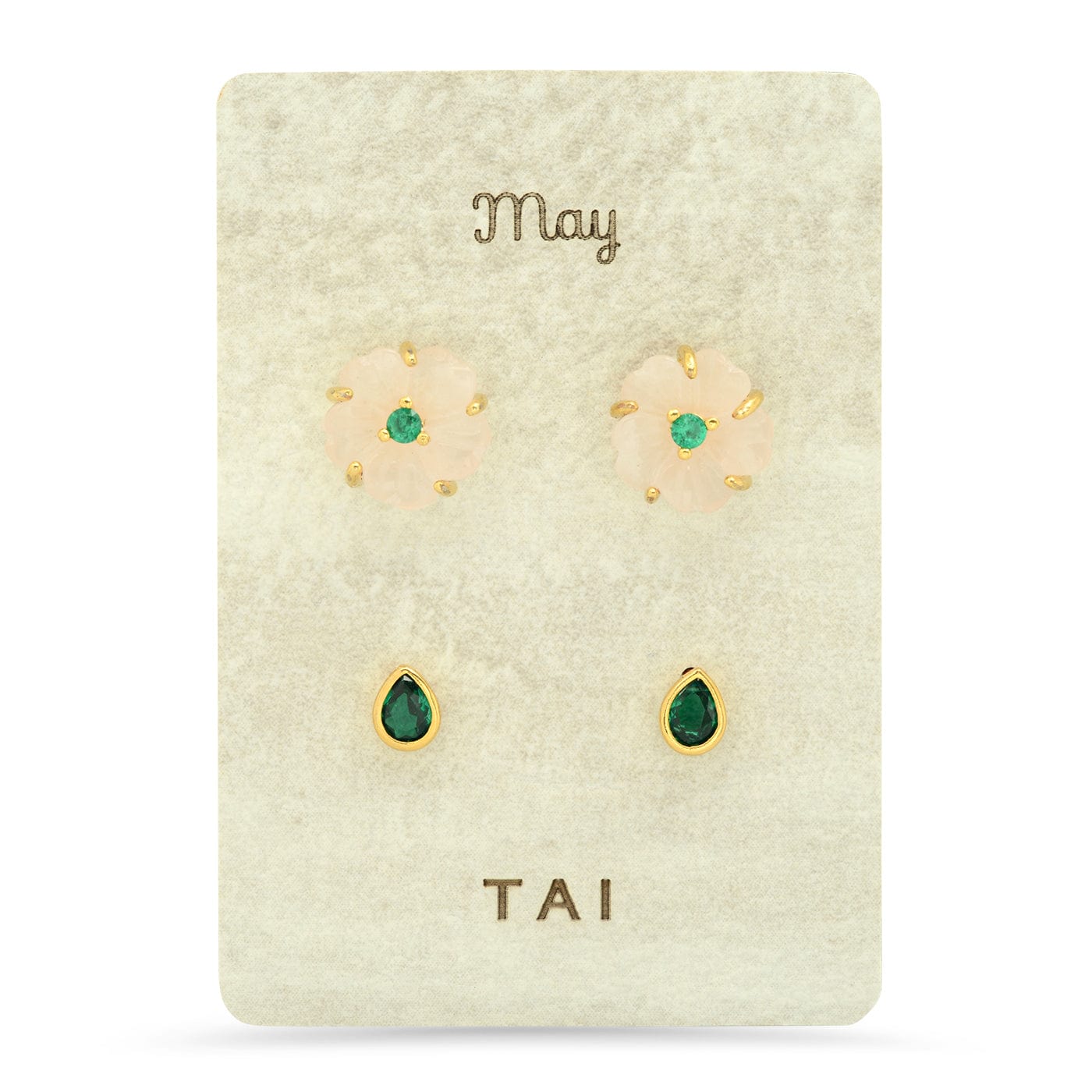 Rose Quartz Birthstone Earring Set