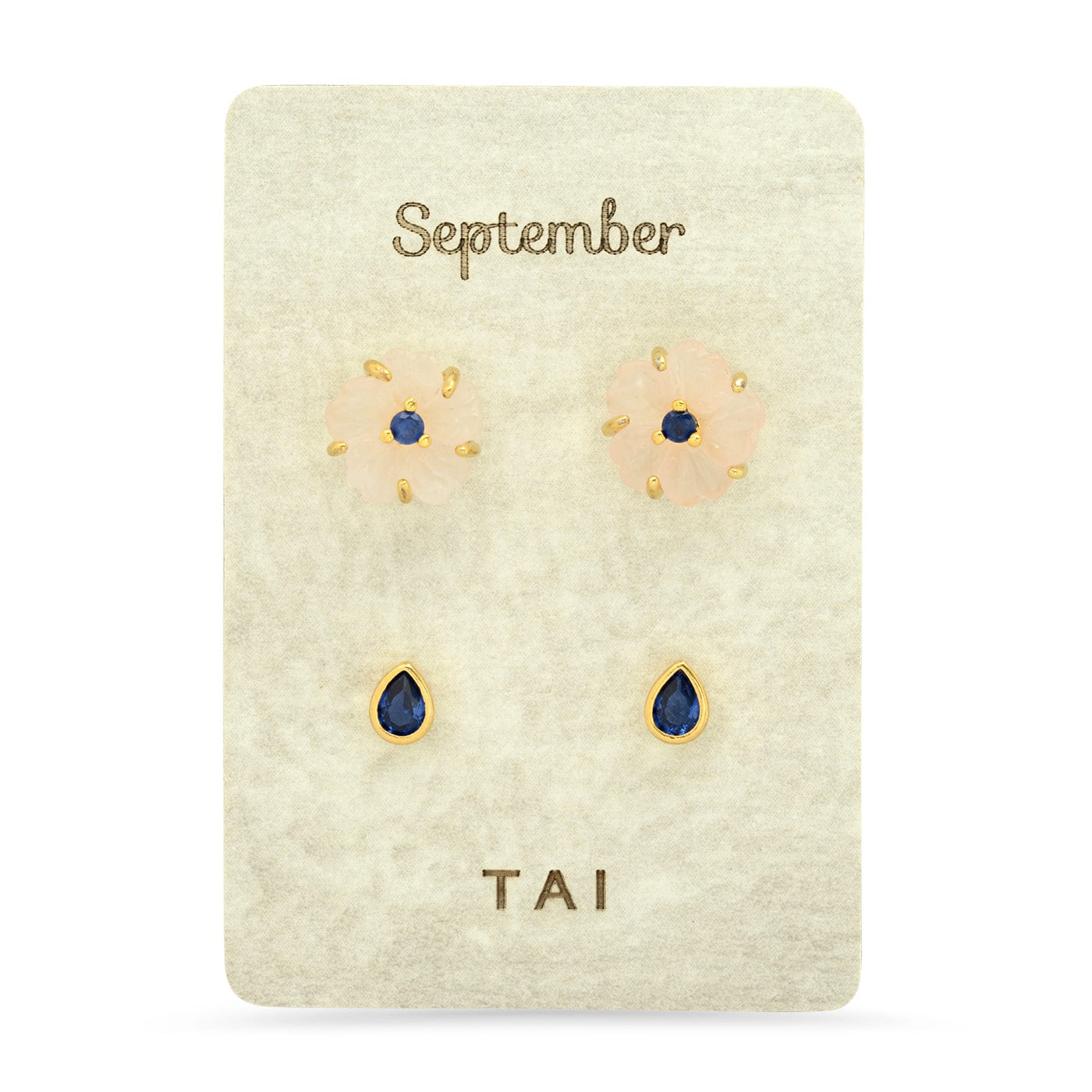 Rose Quartz Birthstone Earring Set