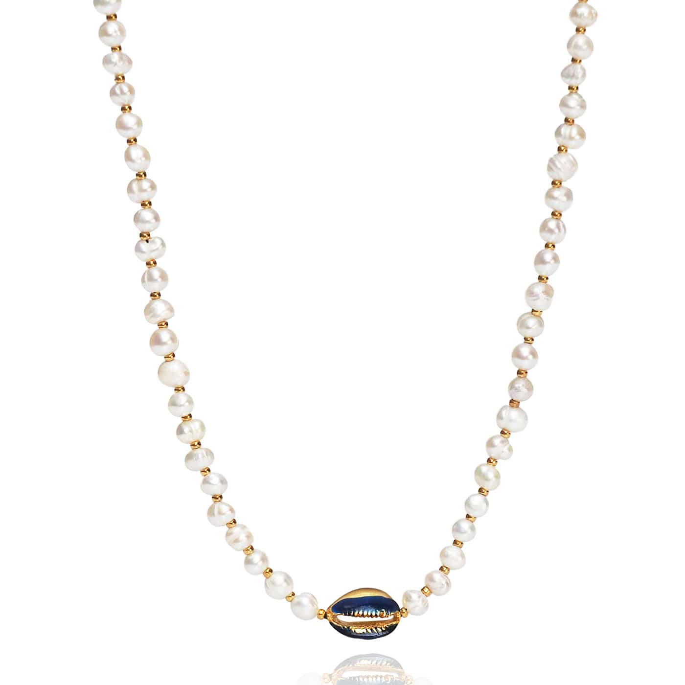 Cowrie Pearl Beaded Necklace