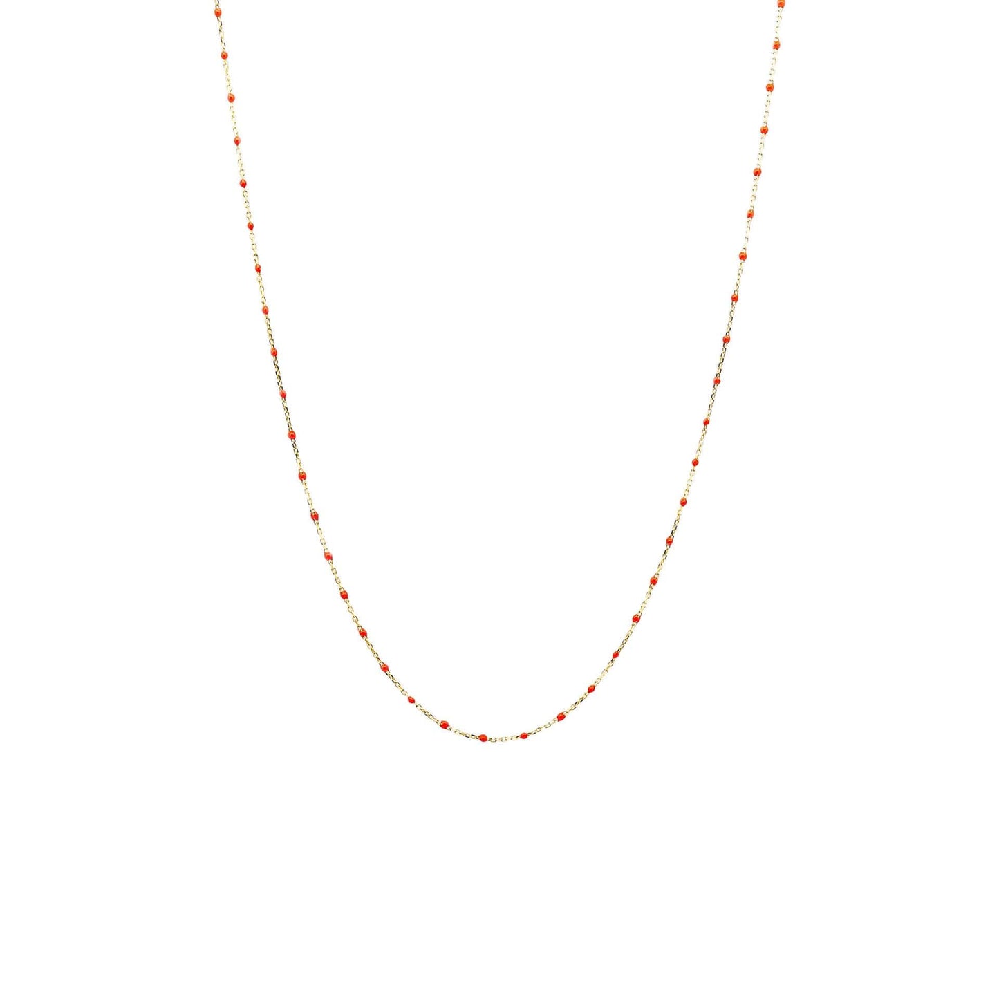 Gold Vermeil 34" Enamel Beaded Necklace (Orange)