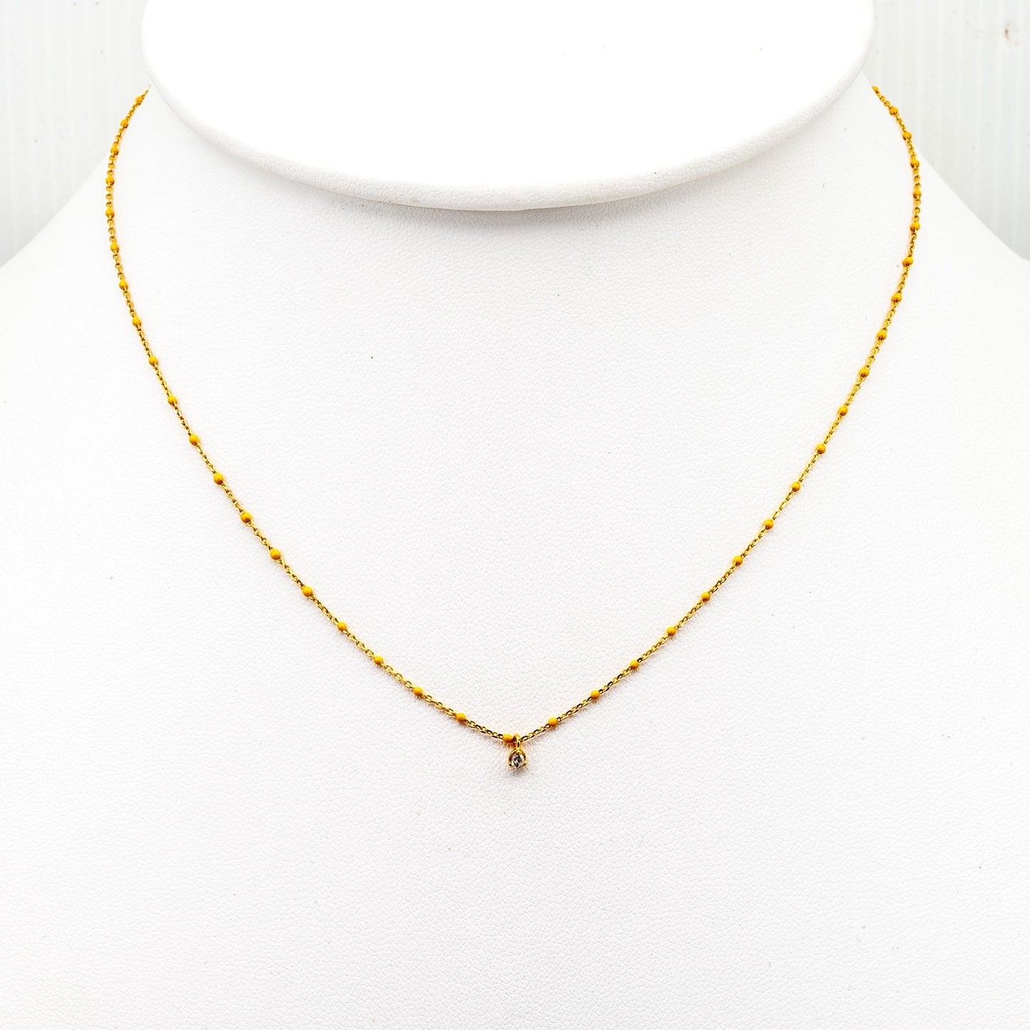 Gold Vermeil Enamel Necklace with Yellow CZ Charms