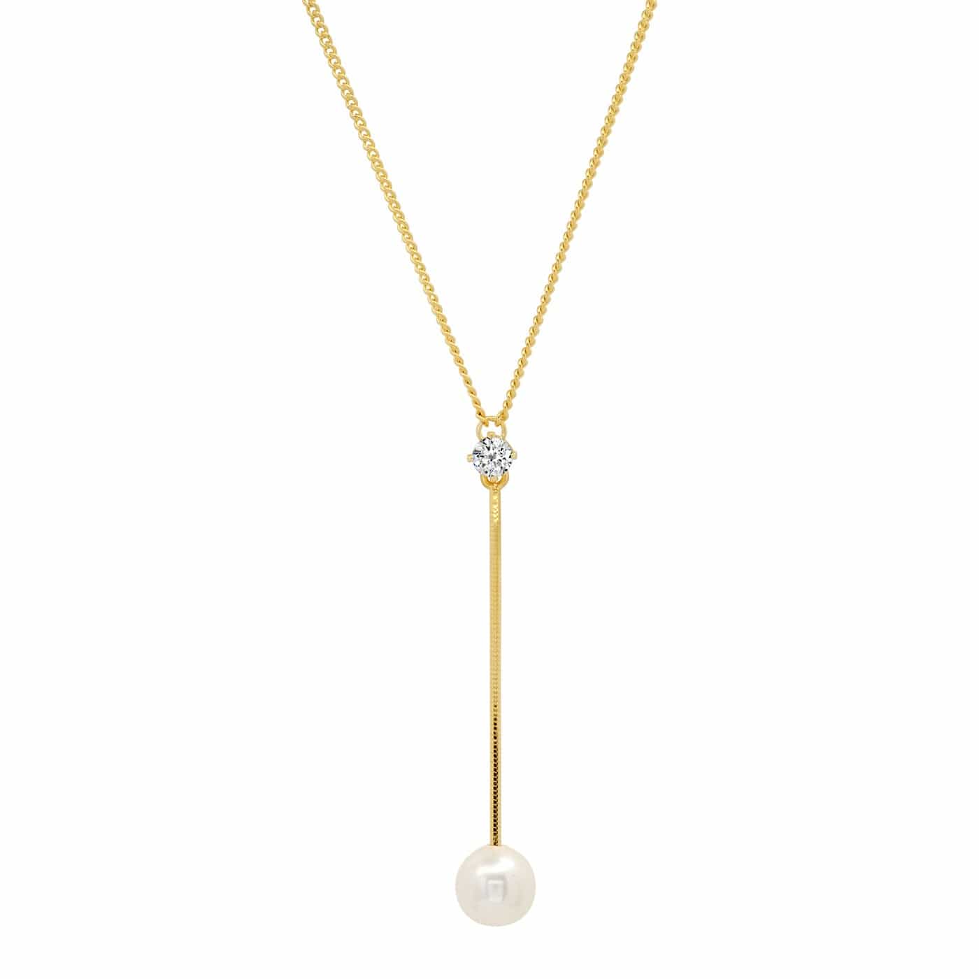 Pearl and CZ Chain Y-Necklace