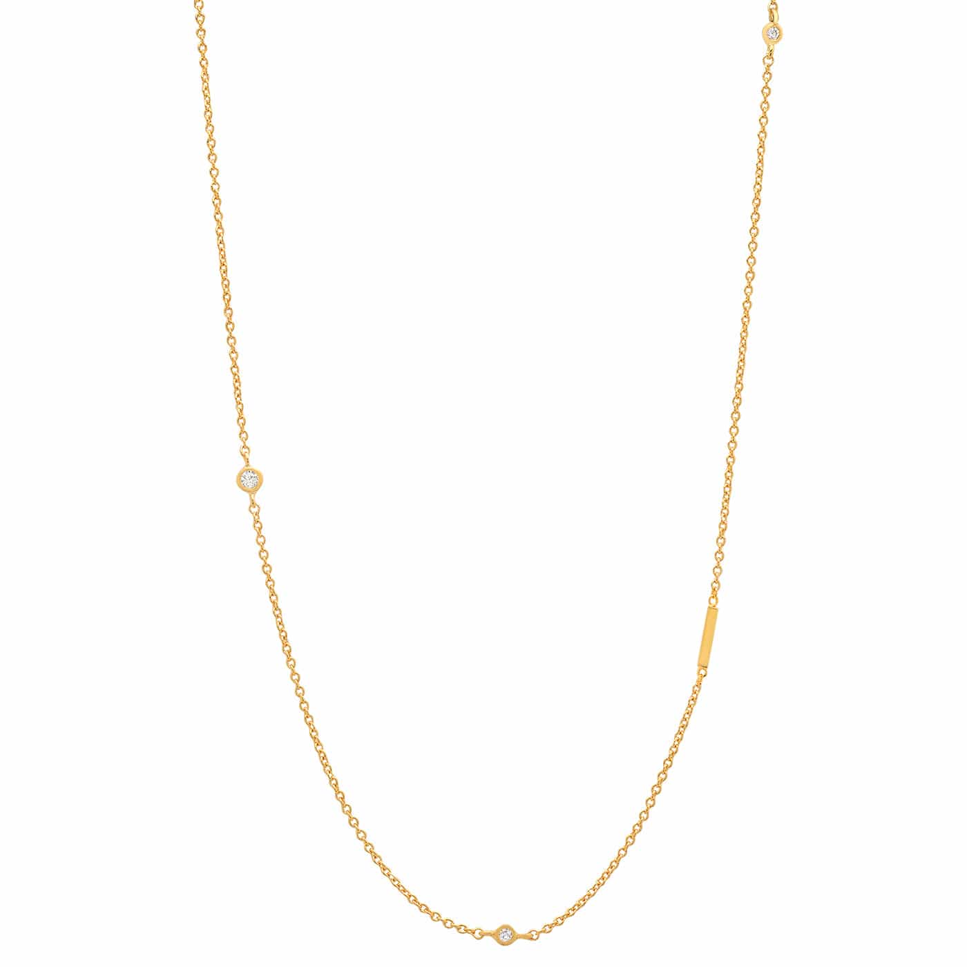 Sideways Initial Gold Necklace With CZ Accents