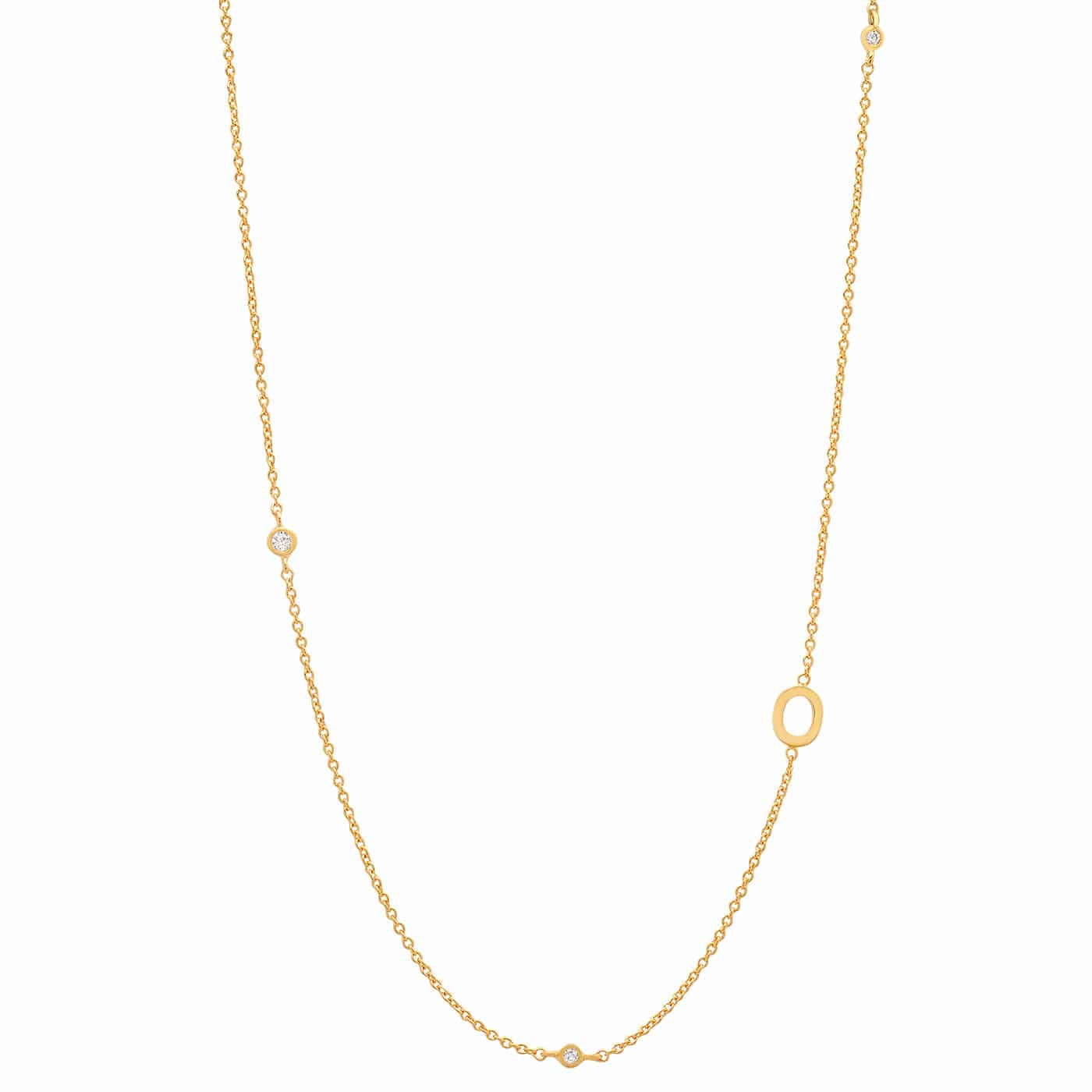Sideways Initial Gold Necklace With CZ Accents
