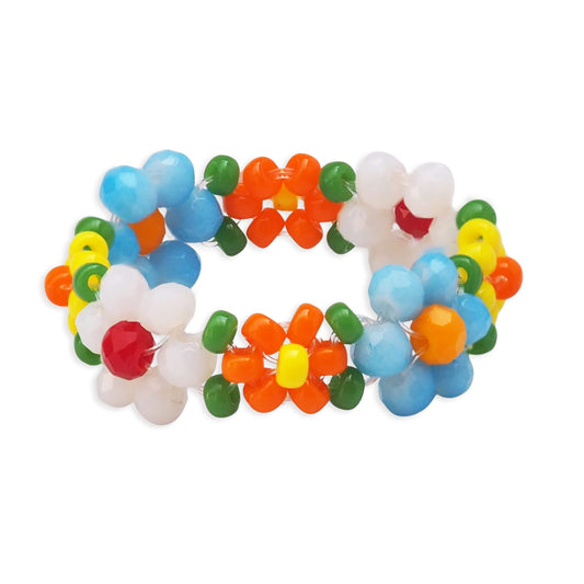 Mini Daisy Knitted Glass Bead Ring