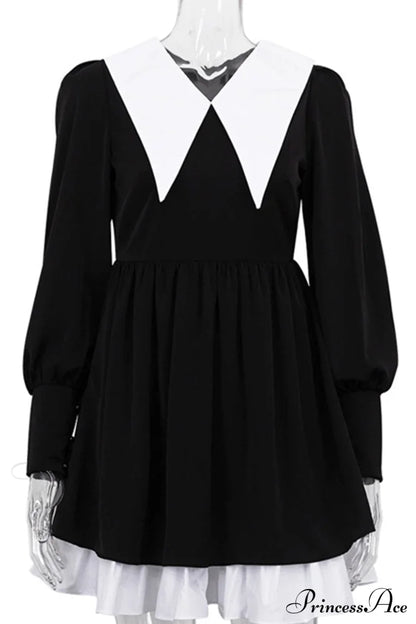 V Neck Babydoll Dress in Solid Color