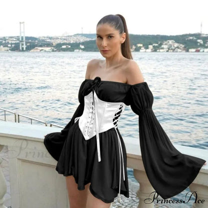 Vintage Flare Sleeve Party Bandage Mini Dress